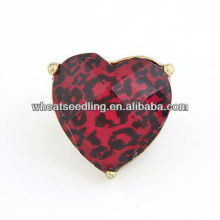 Exaggerated Leopard Heart fancy girls big finger rings for women